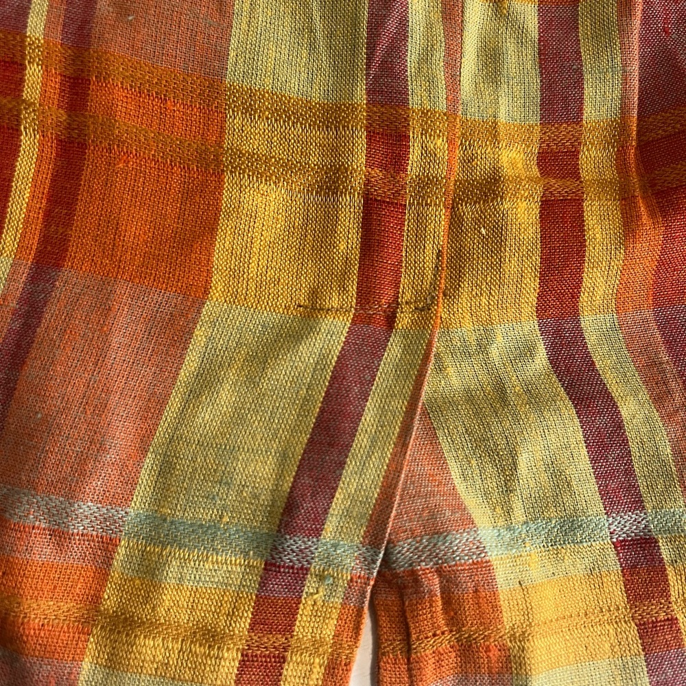 Vintage plaid skirt by Hunters Run orange rust linen skirt lined zip at back| 12 - Picture 11 of 12